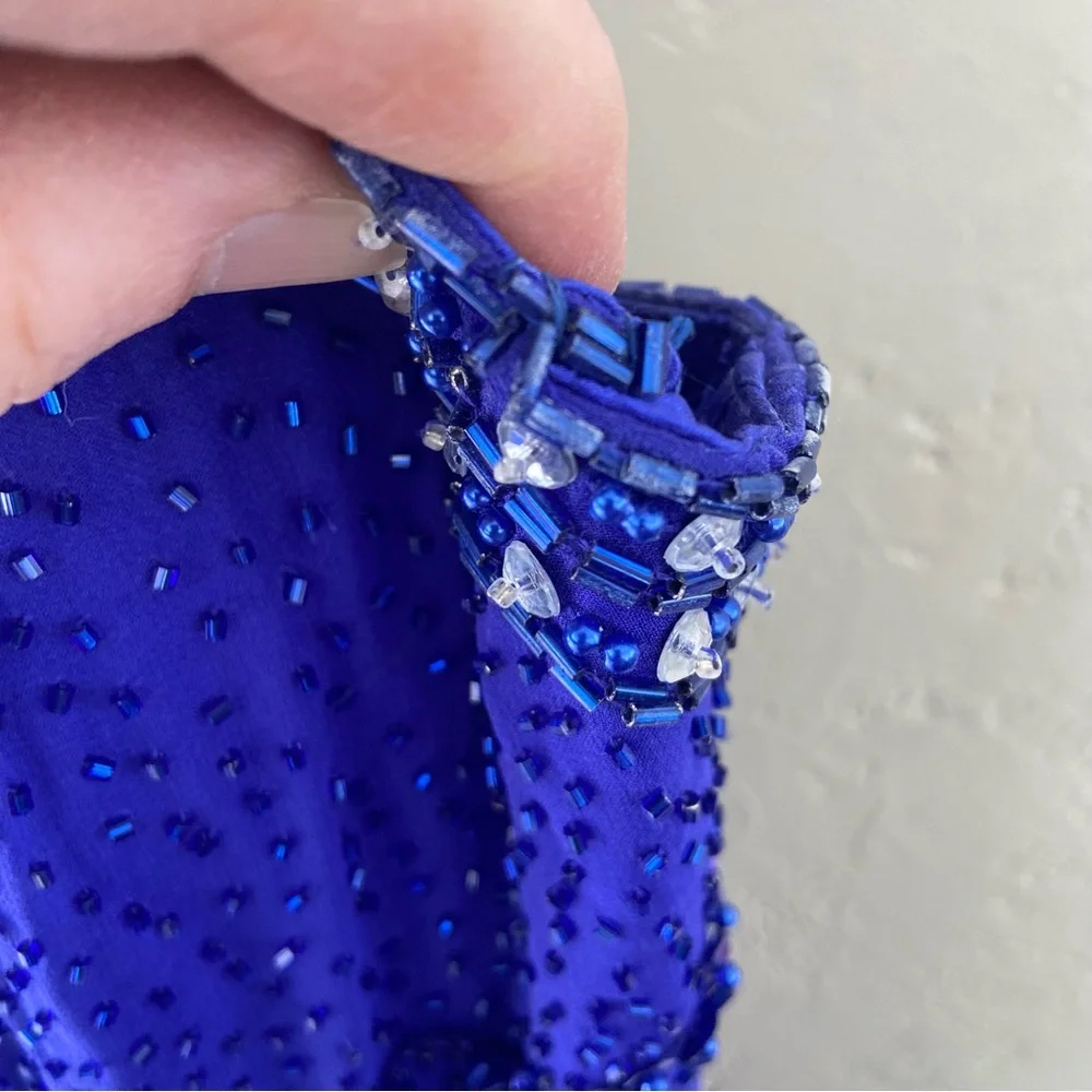 Stunning Alyce Designs formal gown - sapphire blue w/ silver and blue beading - Picture 11 of 13